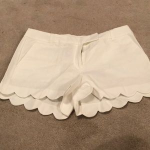 J. Crew White Scalloped Shorts
